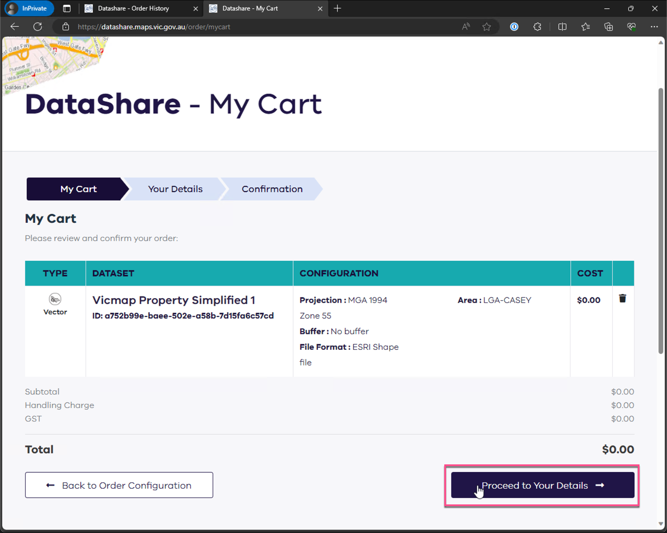 DataShare proceed to your details